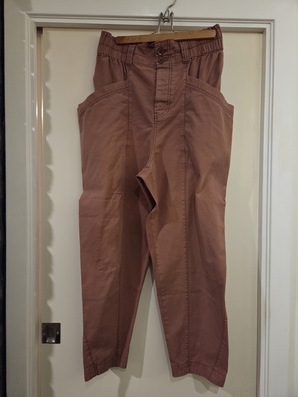 Free People Cropped High-Rise Utility Pants in Mauve